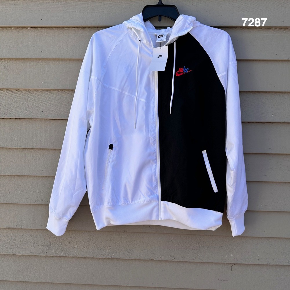 Nike Windrunner Jacket Mens Medium Black White DD4849 Sport Essentials